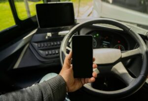 Truck driver using mobile while driving