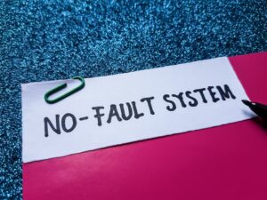 No - fault system written on blue background. 